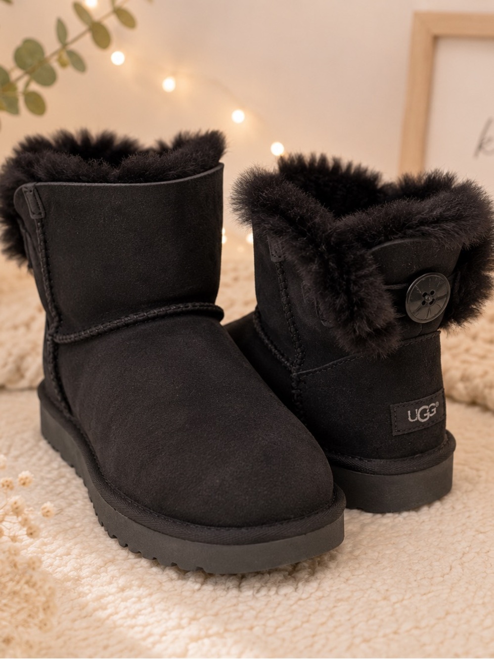 UGG Black Short Shearling Boot
